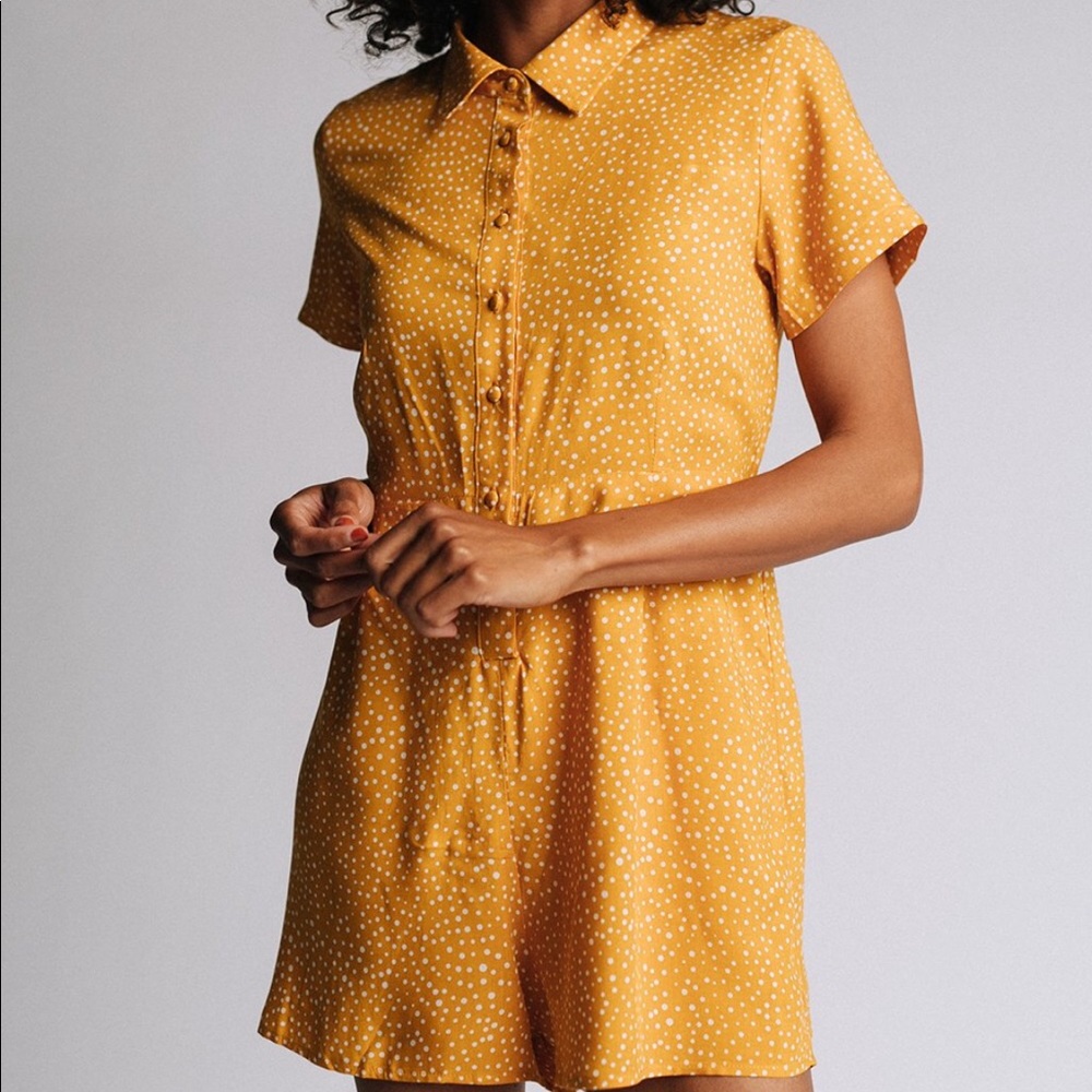 NWT yellow dot romper from Clad and Cloth